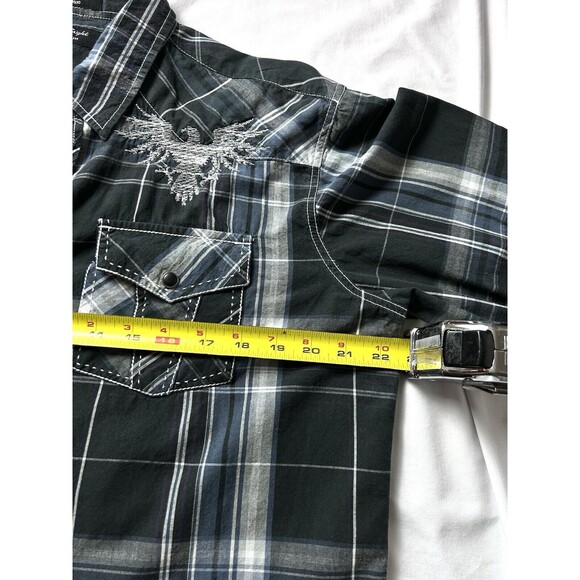 Eighty Eight Platinum Mens‎ Large black Plaid long Sleeve Button Up Embroidered - Picture 5 of 11